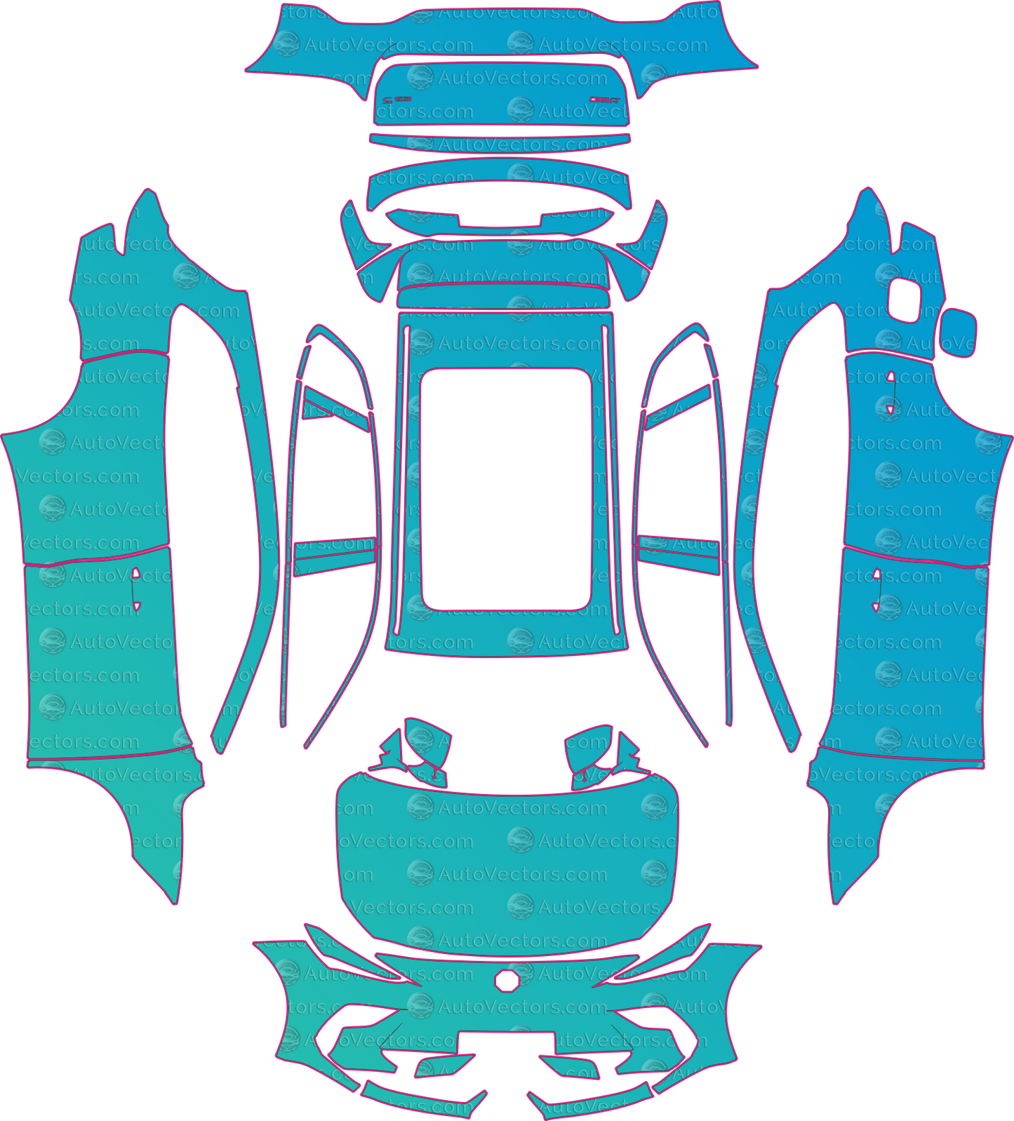 MG S5 EV ES5 (From 2025) SUV Pre-Cut PPF Pattern Templates – pre-cut PPF pattern templates, digital download vector files (CDR, AI, PDF, DXF, SVG)