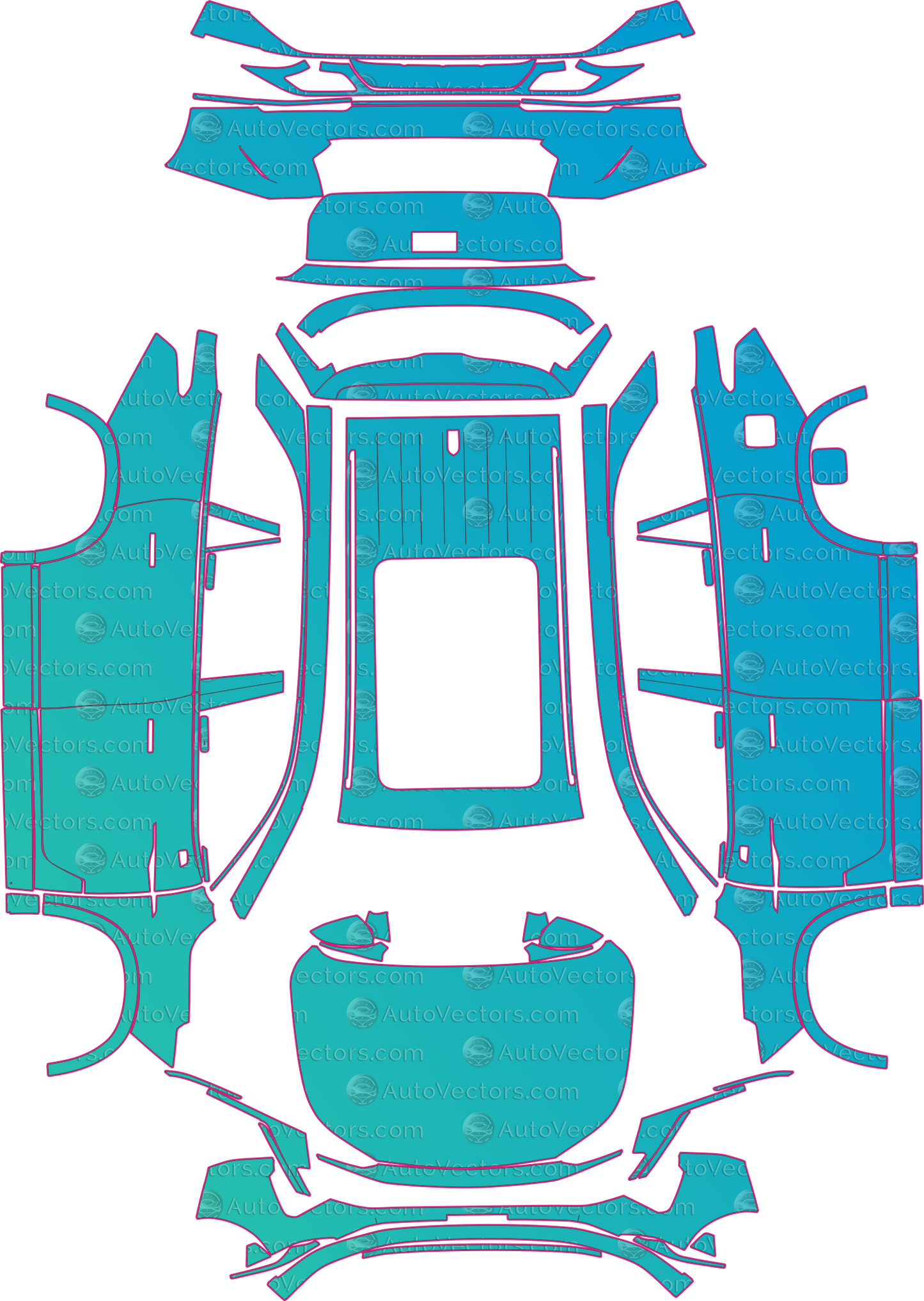 MG S9 (From 2026) SUV Pre-Cut PPF Pattern Templates – pre-cut PPF pattern templates, digital download vector files (CDR, AI, PDF, DXF, SVG)