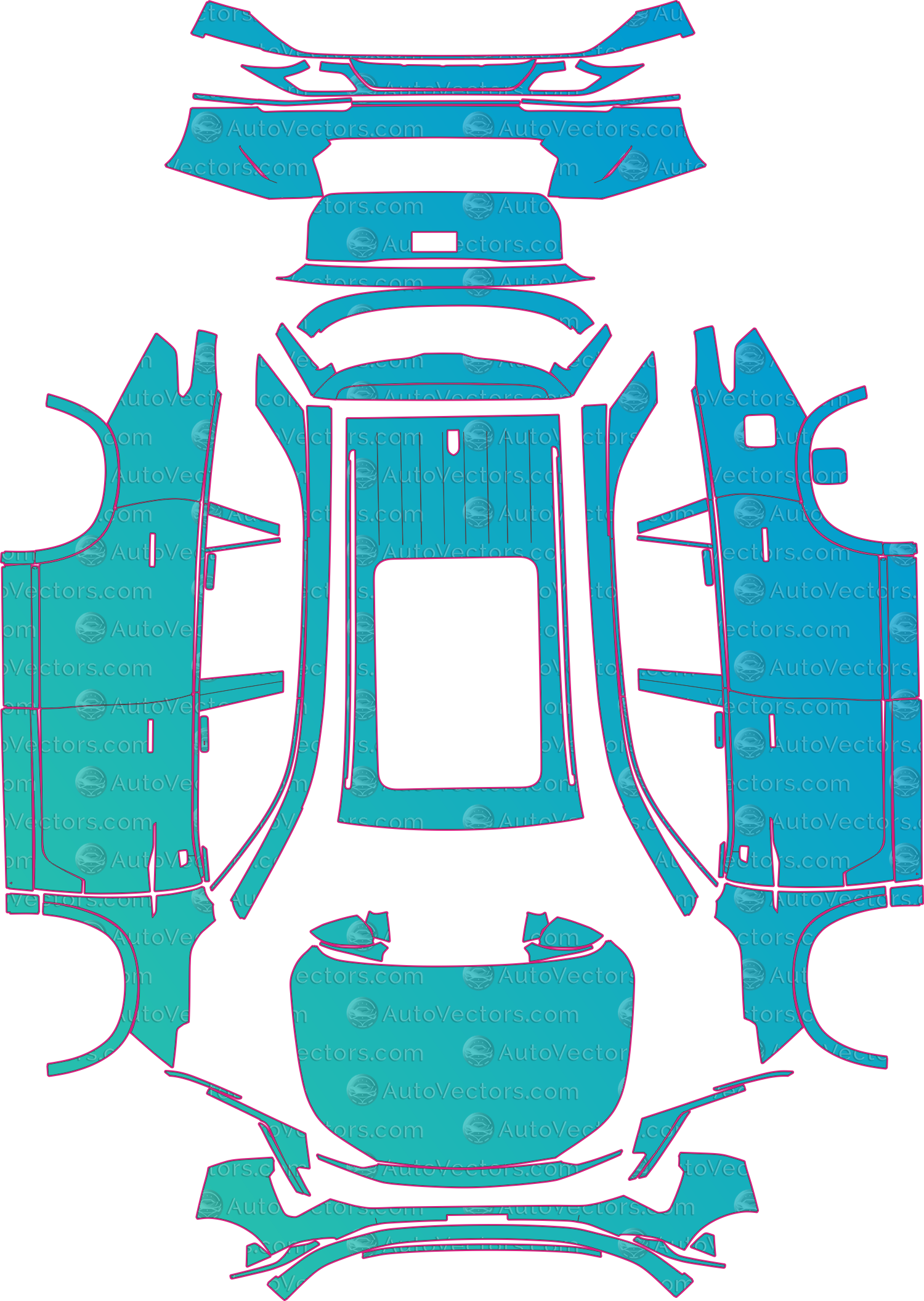 MG S9 (From 2026) SUV Pre-Cut PPF Pattern Templates – pre-cut PPF pattern templates, digital download vector files (CDR, AI, PDF, DXF, SVG)