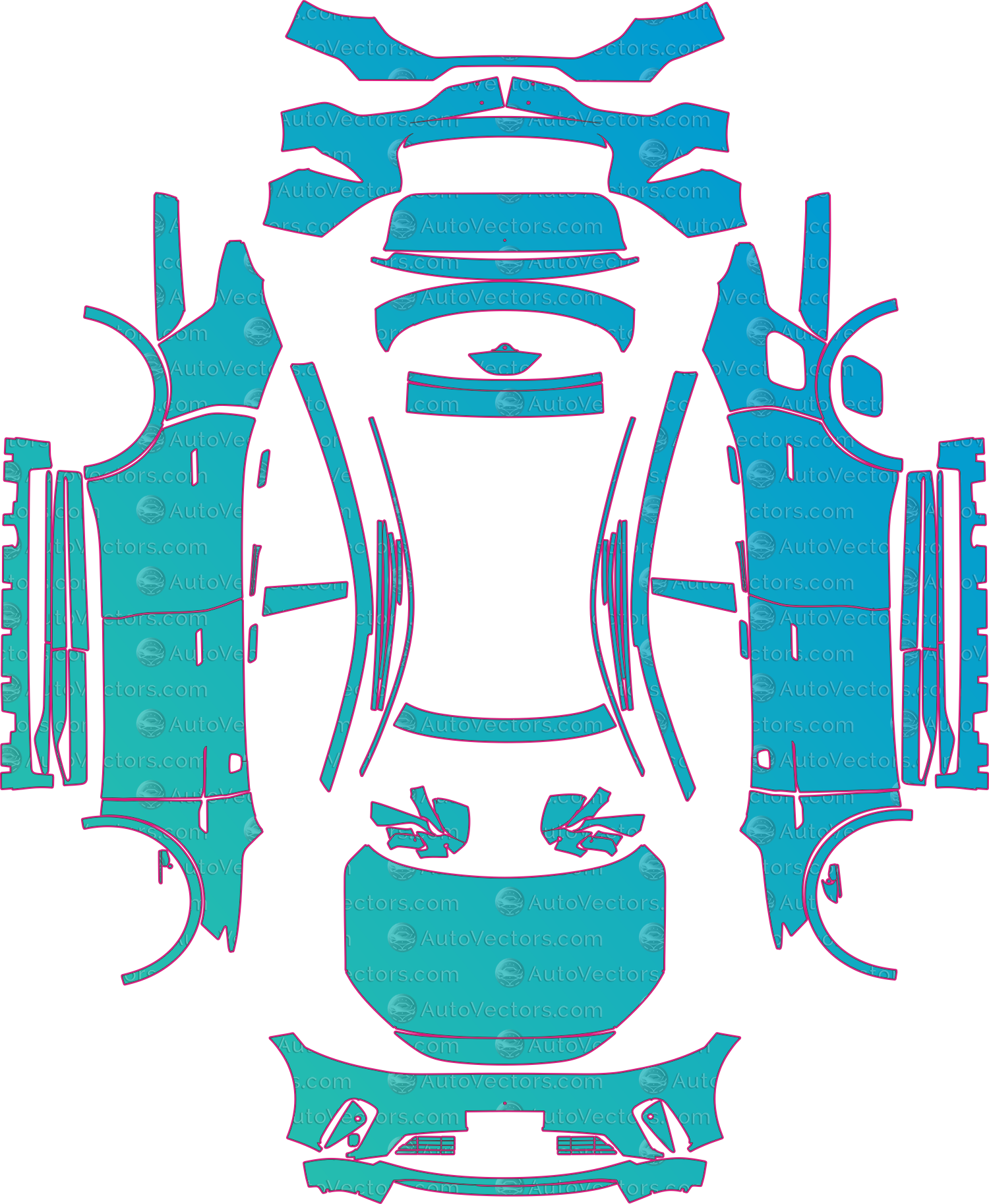 MG S9 EV ES33 (From 2024) SUV Pre-Cut PPF Pattern Templates – pre-cut PPF pattern templates, digital download vector files (CDR, AI, PDF, DXF, SVG)