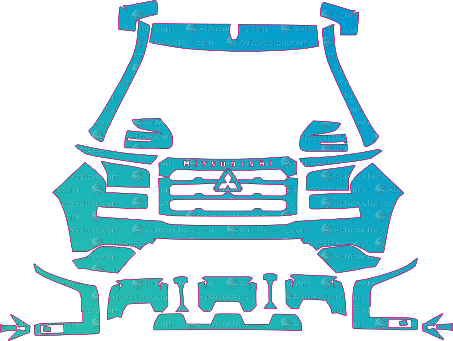 Mitsubishi L200 (From 2025) Pickup – pre-cut PPF pattern templates, instant digital download vector cut files (CDR, AI, PDF, SVG)