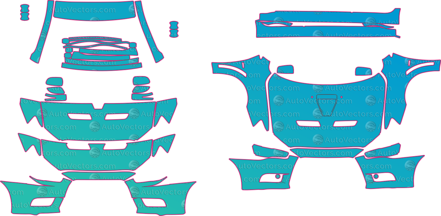Mitsubishi Lancer EVOLUTION X CZ4A (From 2008) Sedan – pre-cut PPF pattern templates, instant digital download vector cut files (CDR, AI, PDF, SVG)