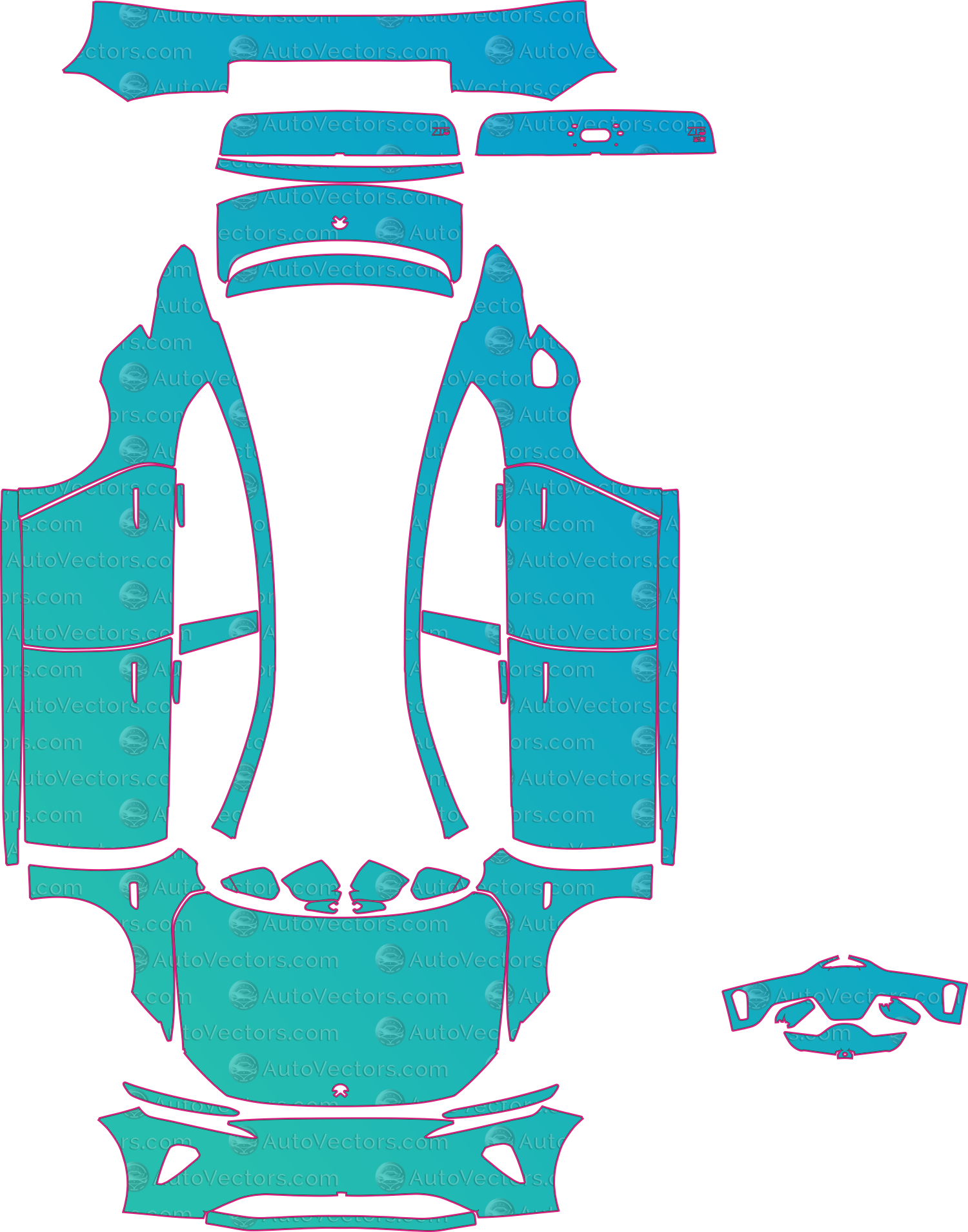 NIO ET7 (2022-2023) Sedan Pre-Cut PPF Pattern Templates – pre-cut PPF pattern templates, digital download vector files (CDR, AI, PDF, DXF, SVG)