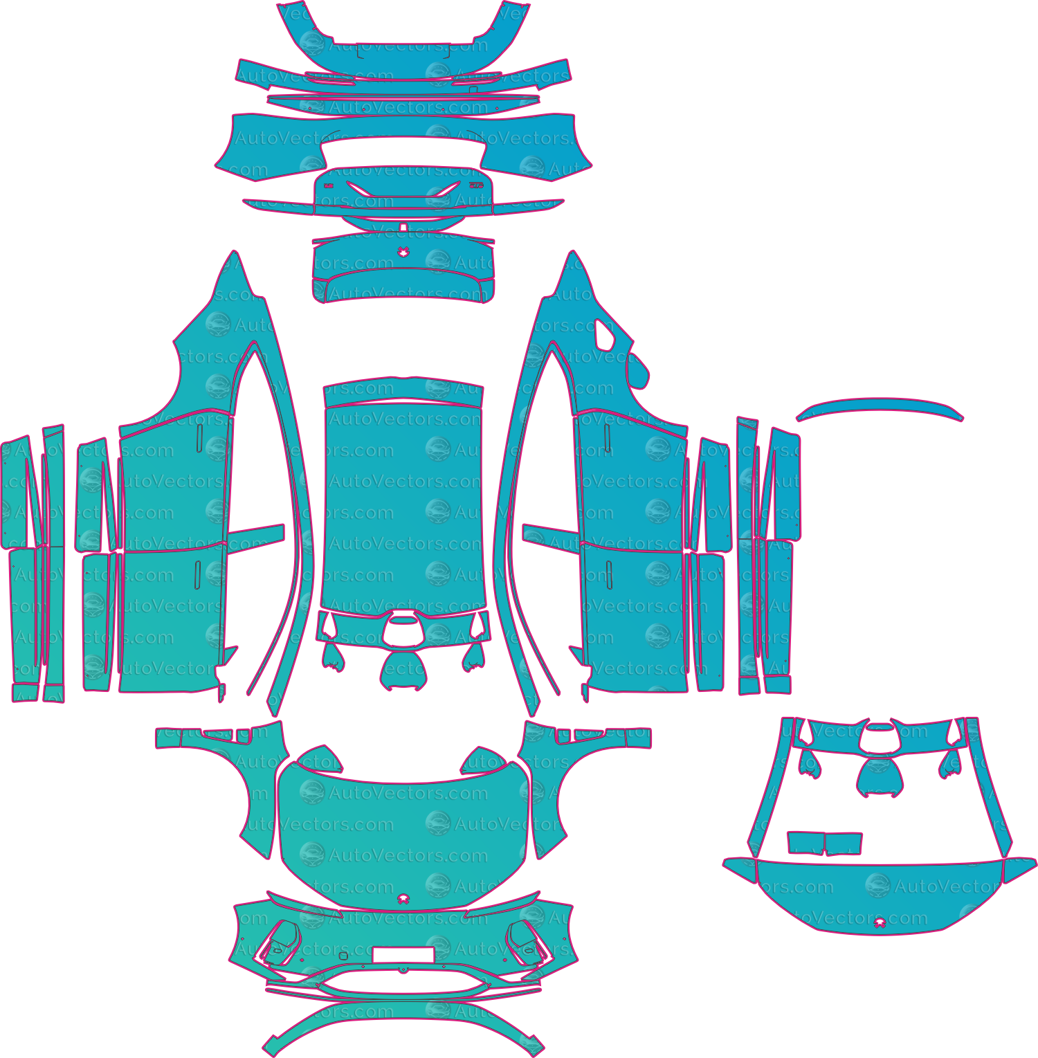 NIO ET9 (From 2025) Sedan Pre-Cut PPF Pattern Templates – pre-cut PPF pattern templates, digital download vector files (CDR, AI, PDF, DXF, SVG)