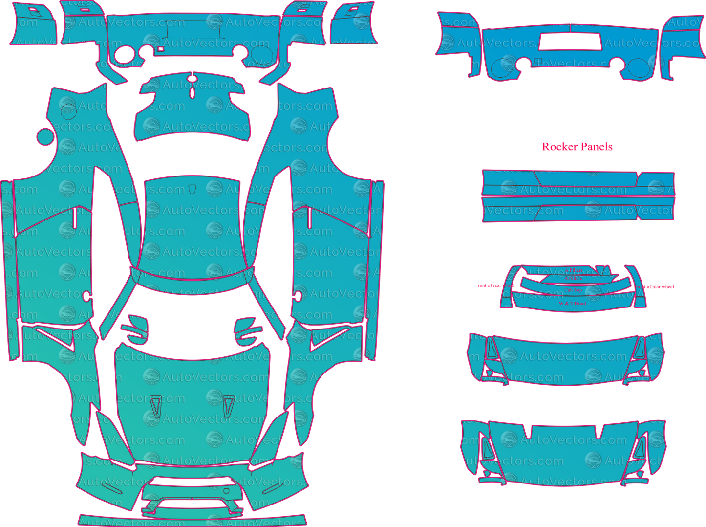 Nissan GT-R R35 (From 2011) Coupe Pre-Cut PPF Pattern Templates – pre-cut PPF pattern templates, digital download vector files (CDR, AI, PDF, DXF, SVG)