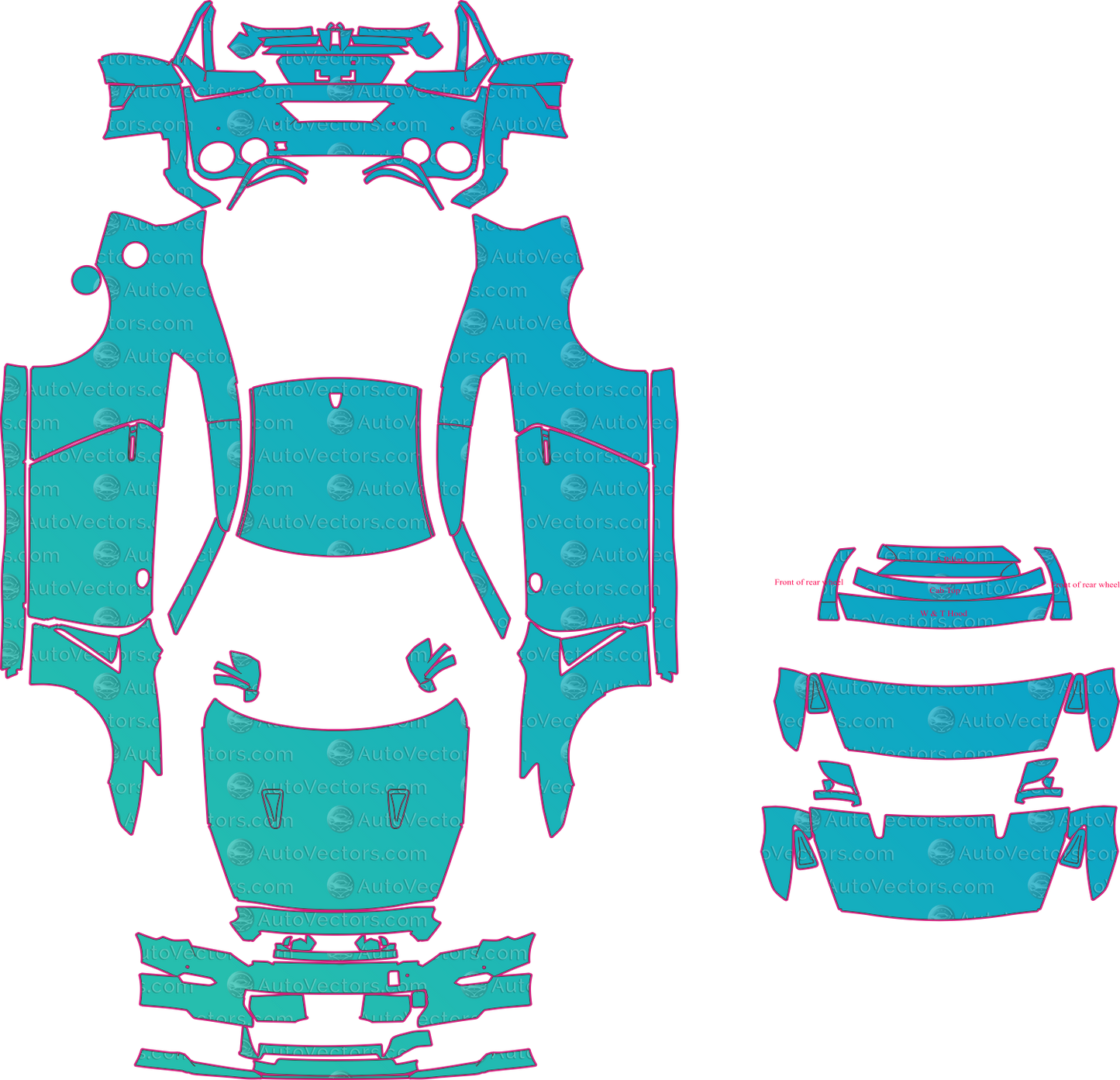 Nissan GT-R R35 Facelift (From 2024) Coupe Pre-Cut PPF Pattern Templates – pre-cut PPF pattern templates, digital download vector files (CDR, AI, PDF, DXF, SVG)