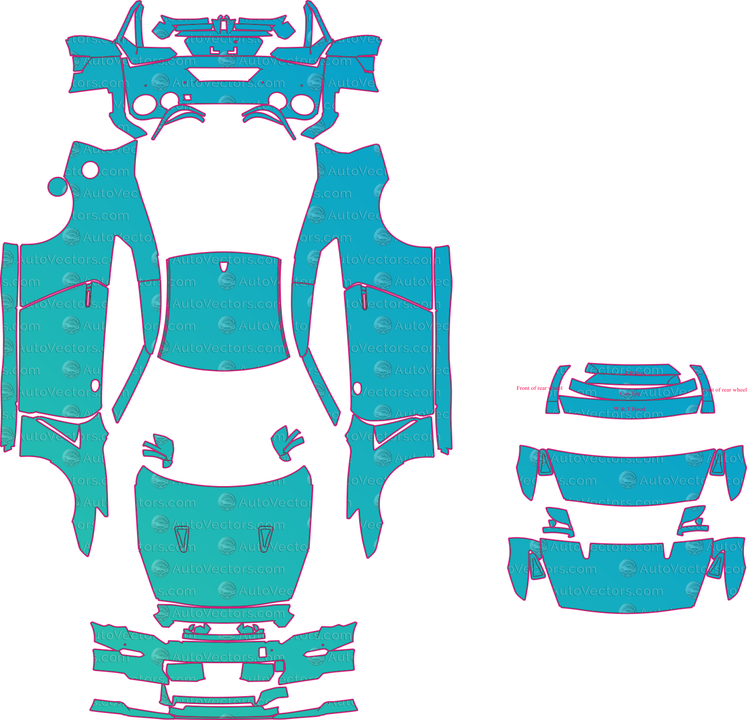 Nissan GT-R R35 Facelift (From 2024) Coupe Pre-Cut PPF Pattern Templates – pre-cut PPF pattern templates, digital download vector files (CDR, AI, PDF, DXF, SVG)