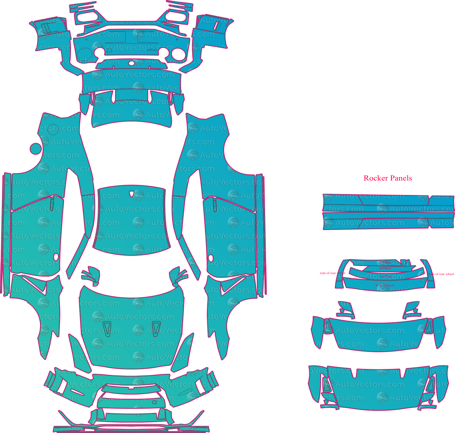 Nissan GT-R R35 NISMO (From 2014) Coupe Pre-Cut PPF Pattern Templates – pre-cut PPF pattern templates, digital download vector files (CDR, AI, PDF, DXF, SVG)