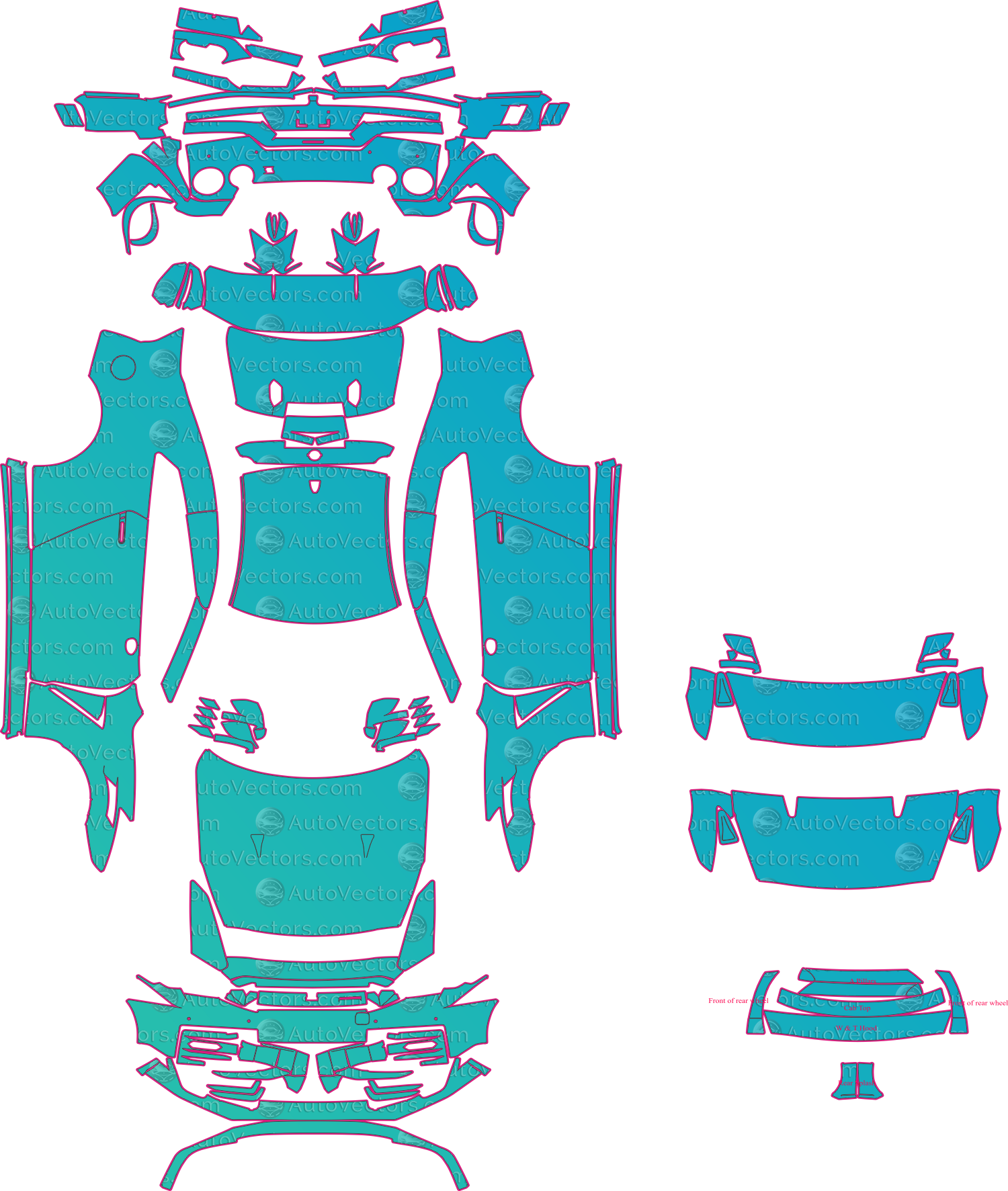 Nissan GT-R R35 Nismo Facelift (From 2024) Coupe Pre-Cut PPF Pattern Templates – pre-cut PPF pattern templates, digital download vector files (CDR, AI, PDF, DXF, SVG)