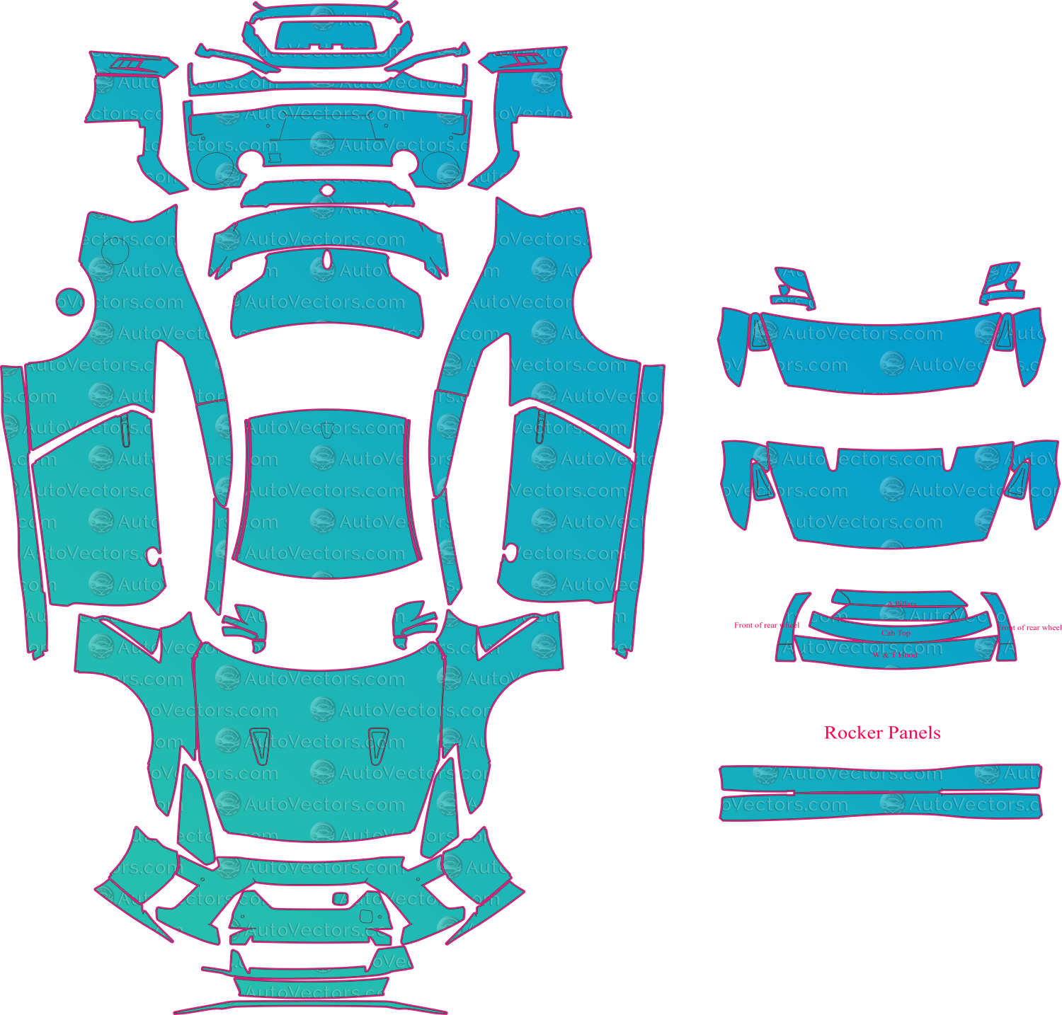 Nissan GT-R R35 Premium (From 2017) Coupe Pre-Cut PPF Pattern Templates – pre-cut PPF pattern templates, digital download vector files (CDR, AI, PDF, DXF, SVG)
