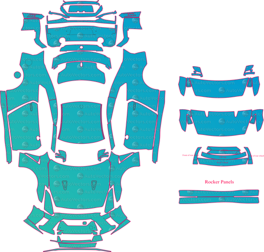 Nissan GT-R R35 Premium (From 2017) Coupe Pre-Cut PPF Pattern Templates – pre-cut PPF pattern templates, digital download vector files (CDR, AI, PDF, DXF, SVG)