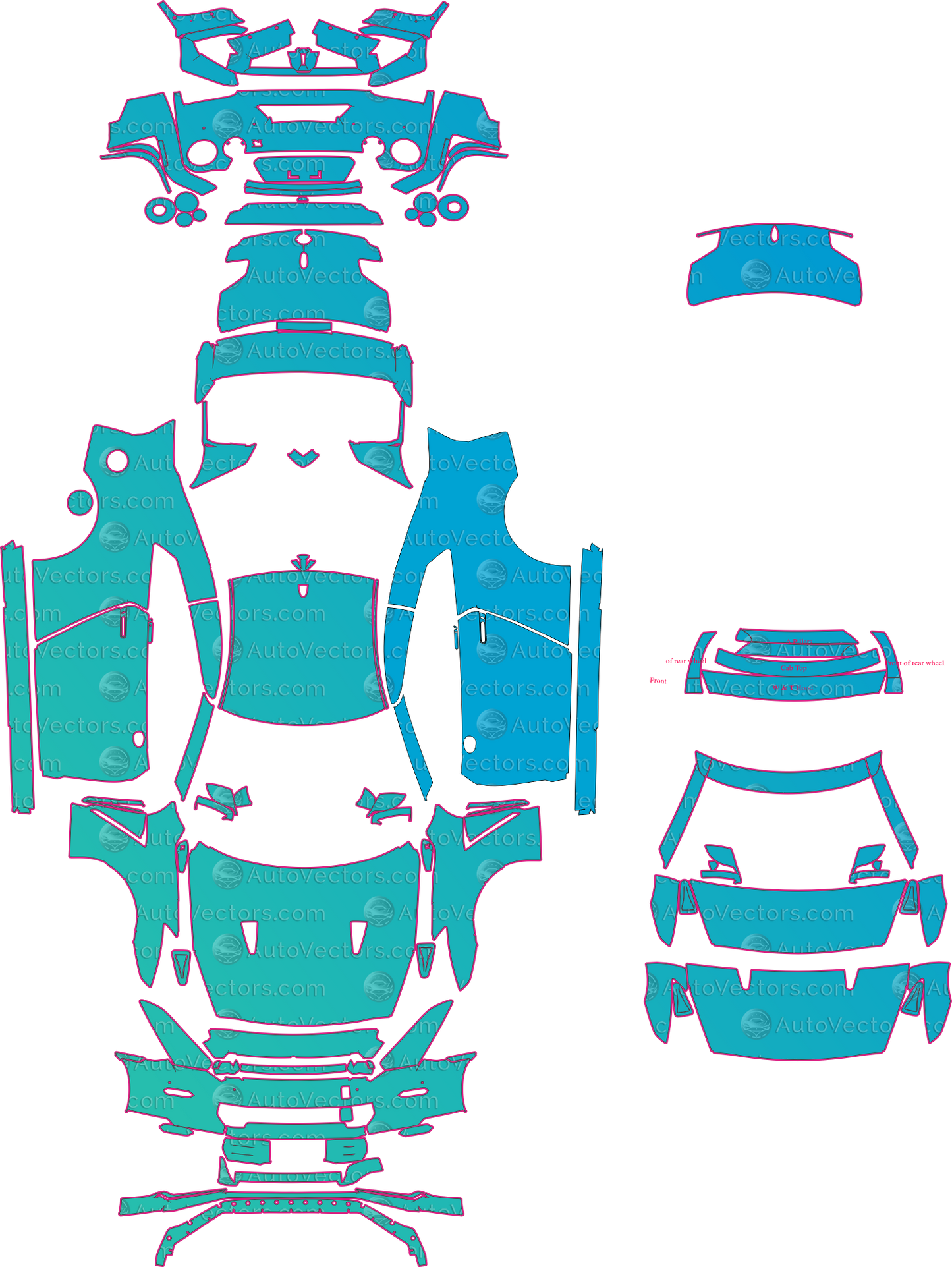 Nissan GT-R R35 Premium Facelift (From 2024) Coupe Pre-Cut PPF Pattern Templates – pre-cut PPF pattern templates, digital download vector files (CDR, AI, PDF, DXF, SVG)