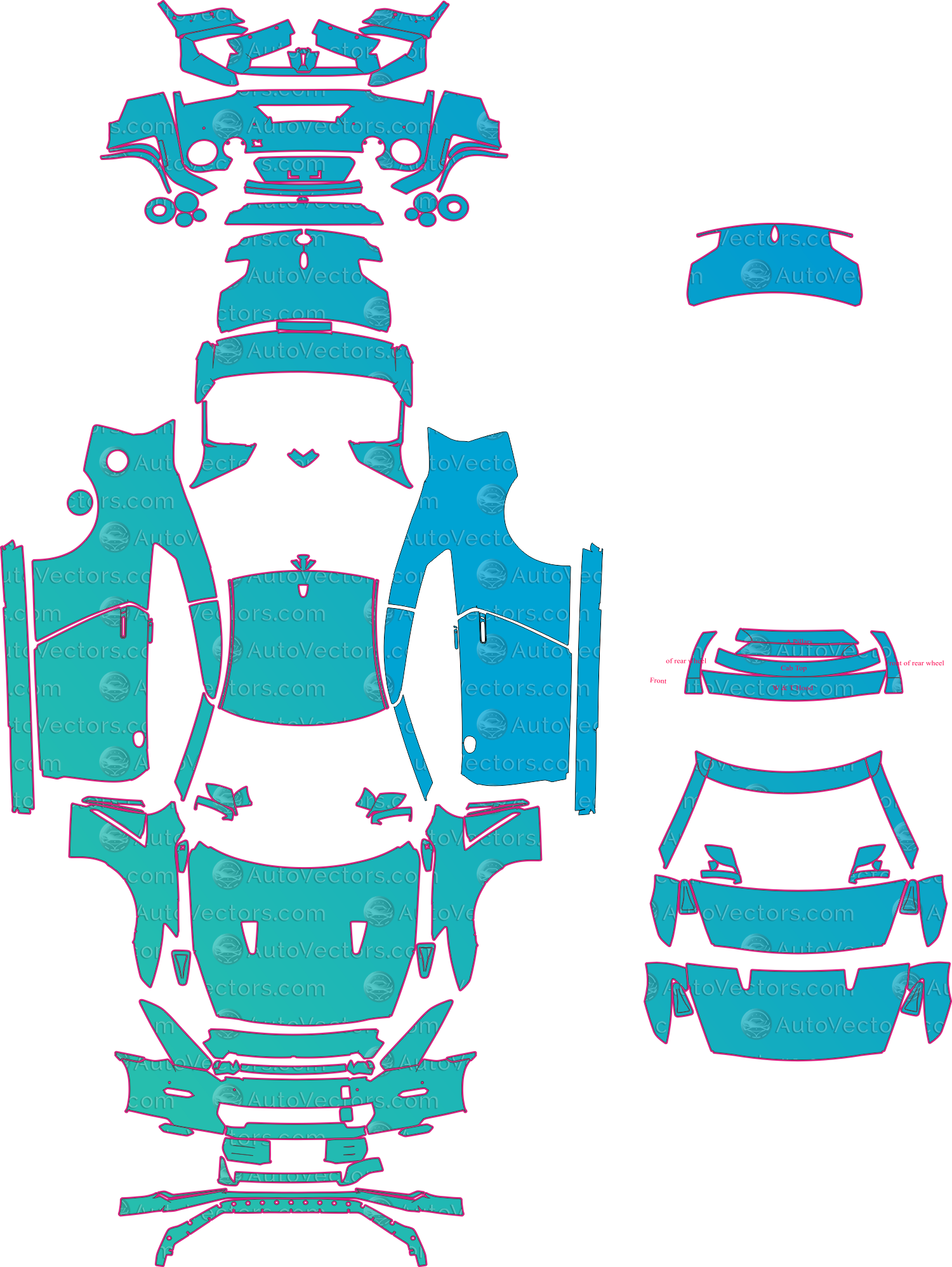 Nissan GT-R R35 Premium Facelift (From 2024) Coupe Pre-Cut PPF Pattern Templates – pre-cut PPF pattern templates, digital download vector files (CDR, AI, PDF, DXF, SVG)