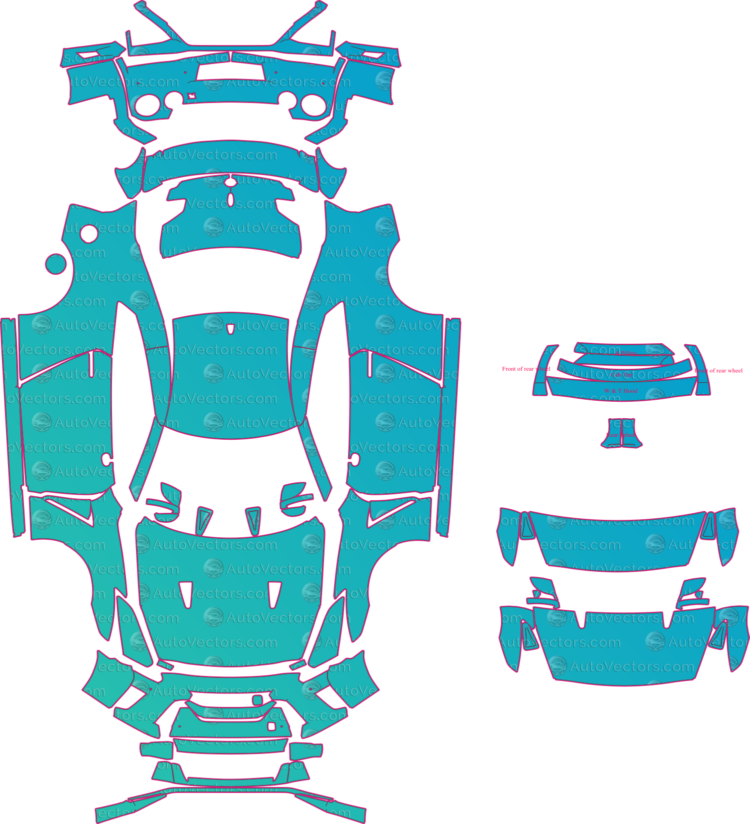 Nissan GT-R R35 Prestige Pure Recaro (From 2016) Coupe Pre-Cut PPF Pattern Templates – pre-cut PPF pattern templates, digital download vector files (CDR, AI, PDF, DXF, SVG)