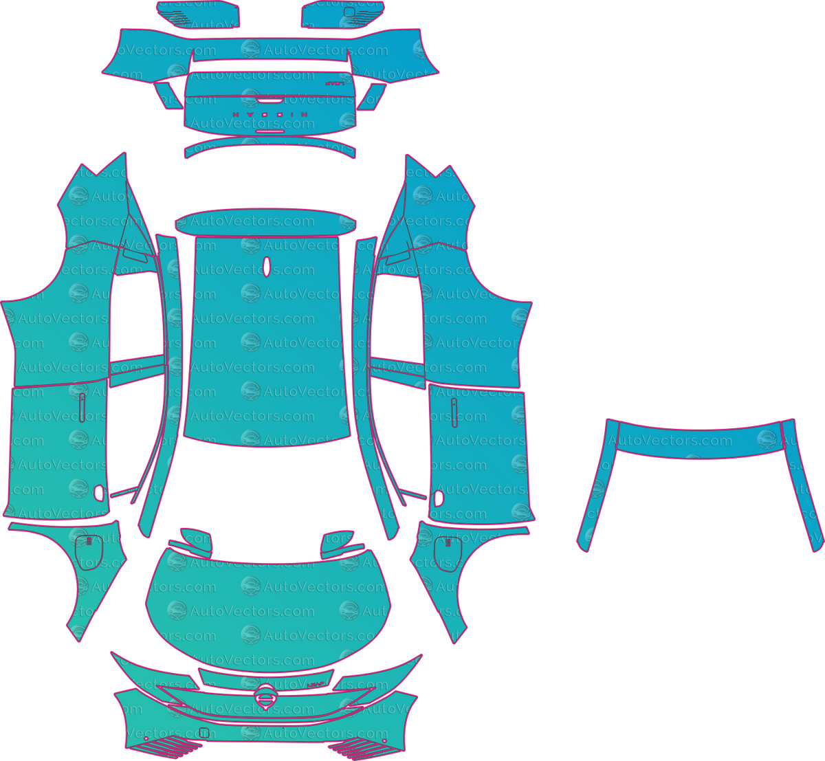 Nissan Leaf SV+ (From 2026) Hatchback pre-cut PPF pattern layout