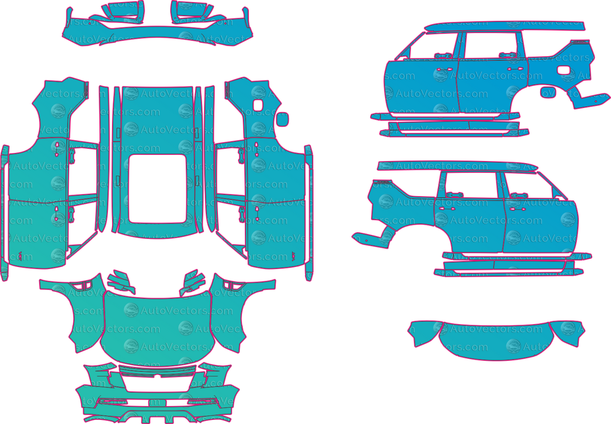 Nissan Patrol (ME) Y63 LE Platinum City (From 2025) SUV – pre-cut PPF pattern templates, instant digital download vector cut files (CDR, AI, PDF, SVG)