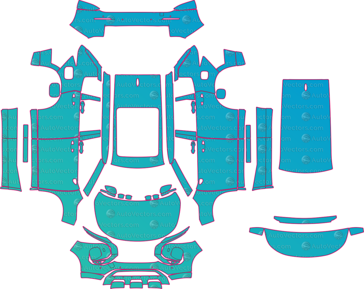 Nissan Rogue hybrid (From 2026) SUV pre-cut PPF pattern layout