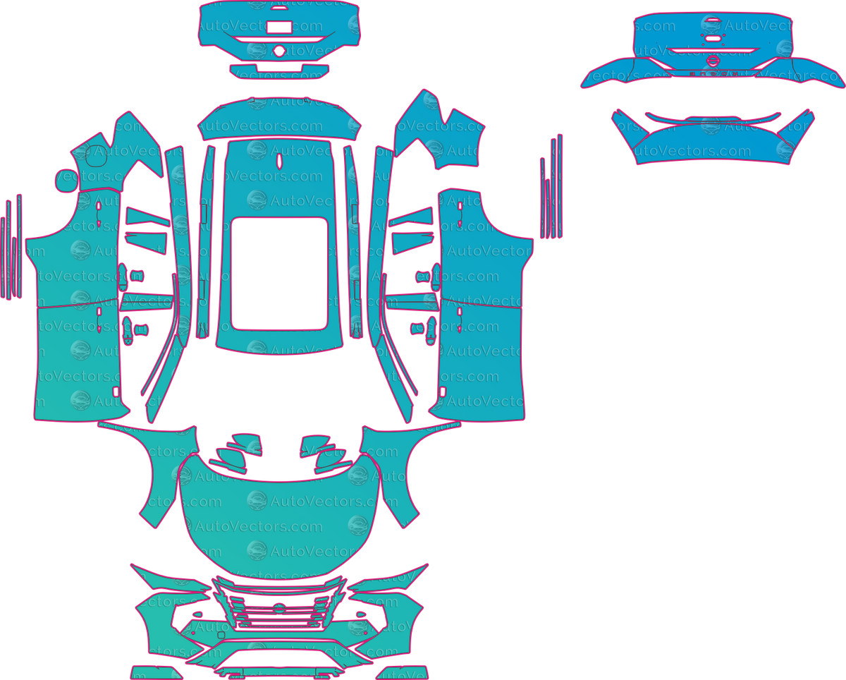 Nissan Rogue SL (From 2024) SUV pre-cut PPF pattern layout