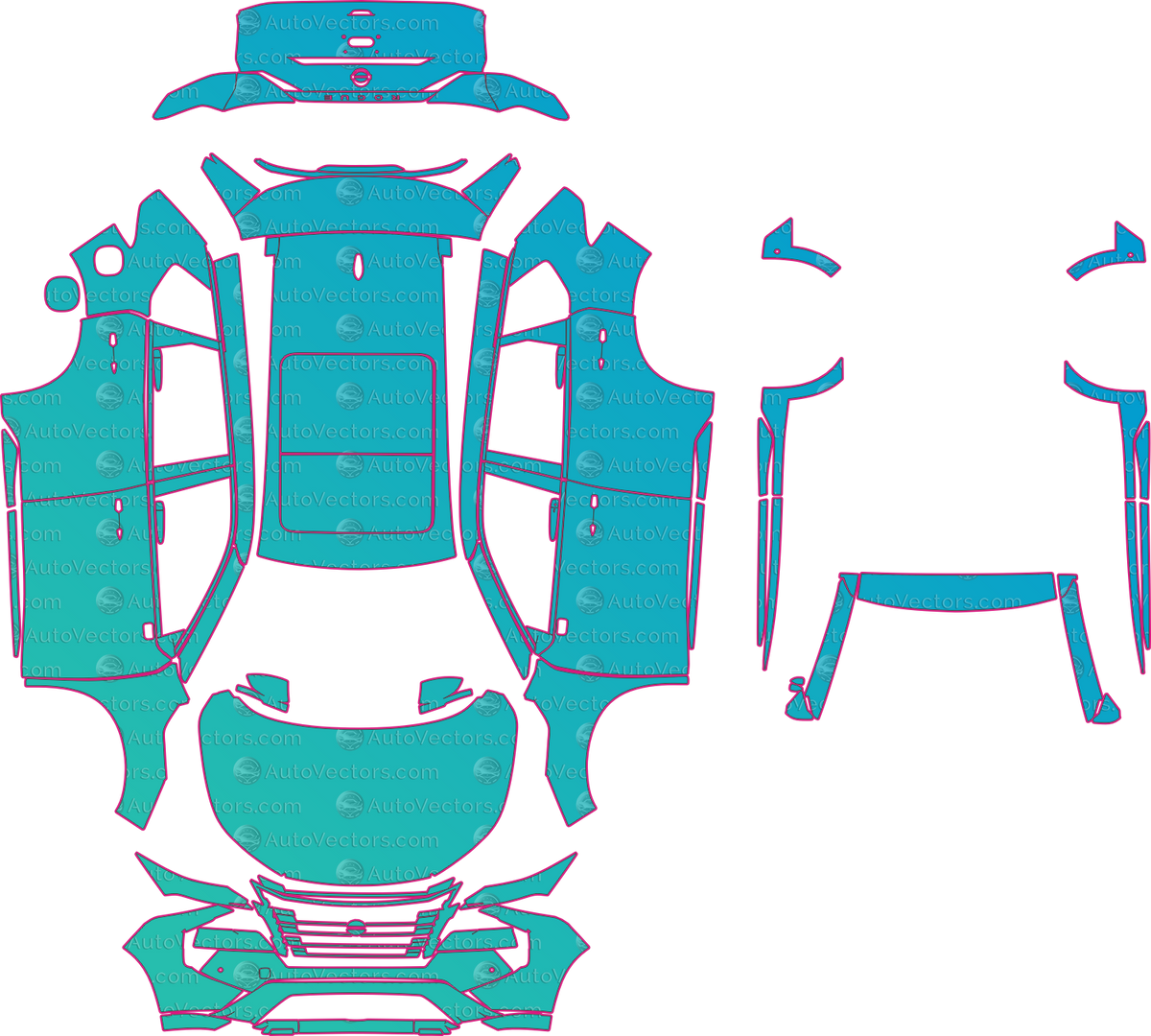 Nissan Rogue SV (From 2024) SUV pre-cut PPF pattern layout