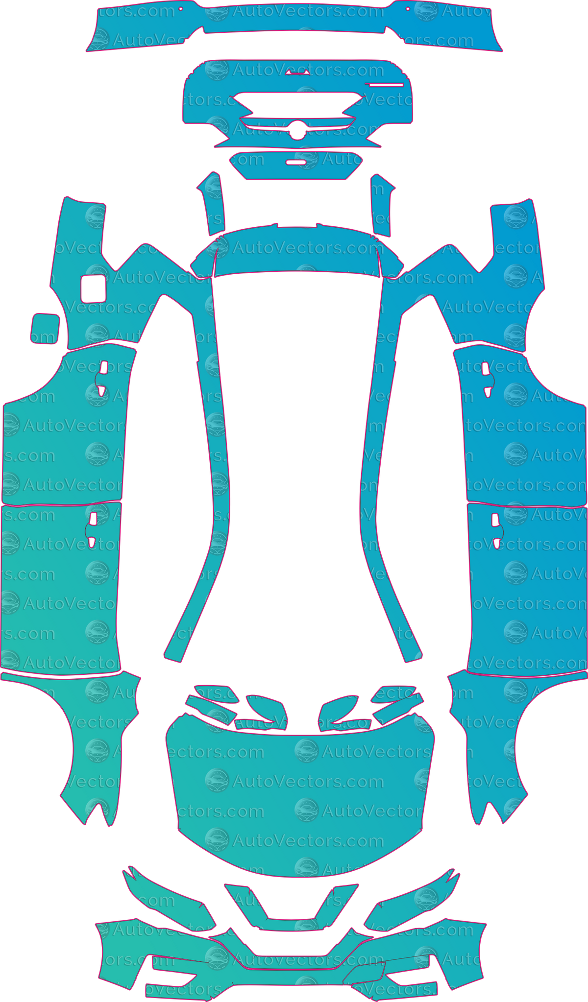 Nissan X-Trail Tekna-N-Connecta-Acenta (From 2017) SUV pre-cut PPF pattern layout