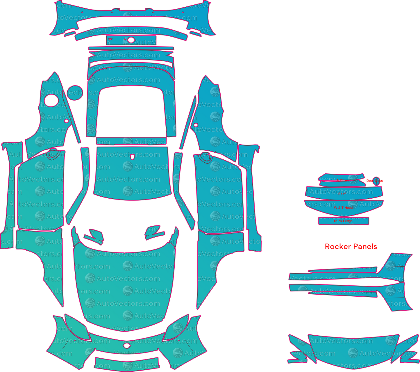 Nissan Z RZ34 (From 2023) Coupe Pre-Cut PPF Pattern Templates – pre-cut PPF pattern templates, digital download vector files (CDR, AI, PDF, DXF, SVG)