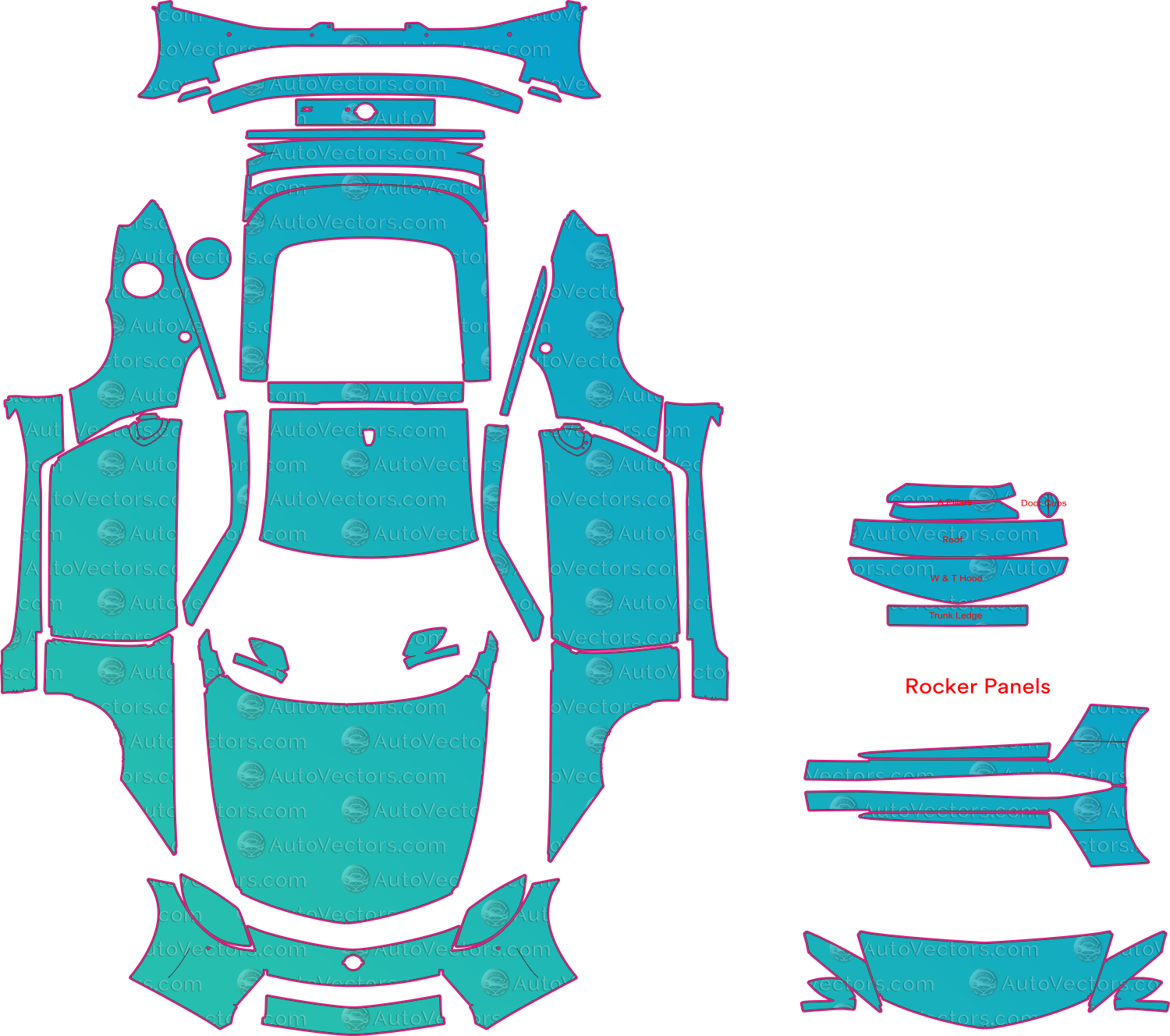 Nissan Z RZ34 (From 2023) Coupe Pre-Cut PPF Pattern Templates – pre-cut PPF pattern templates, digital download vector files (CDR, AI, PDF, DXF, SVG)