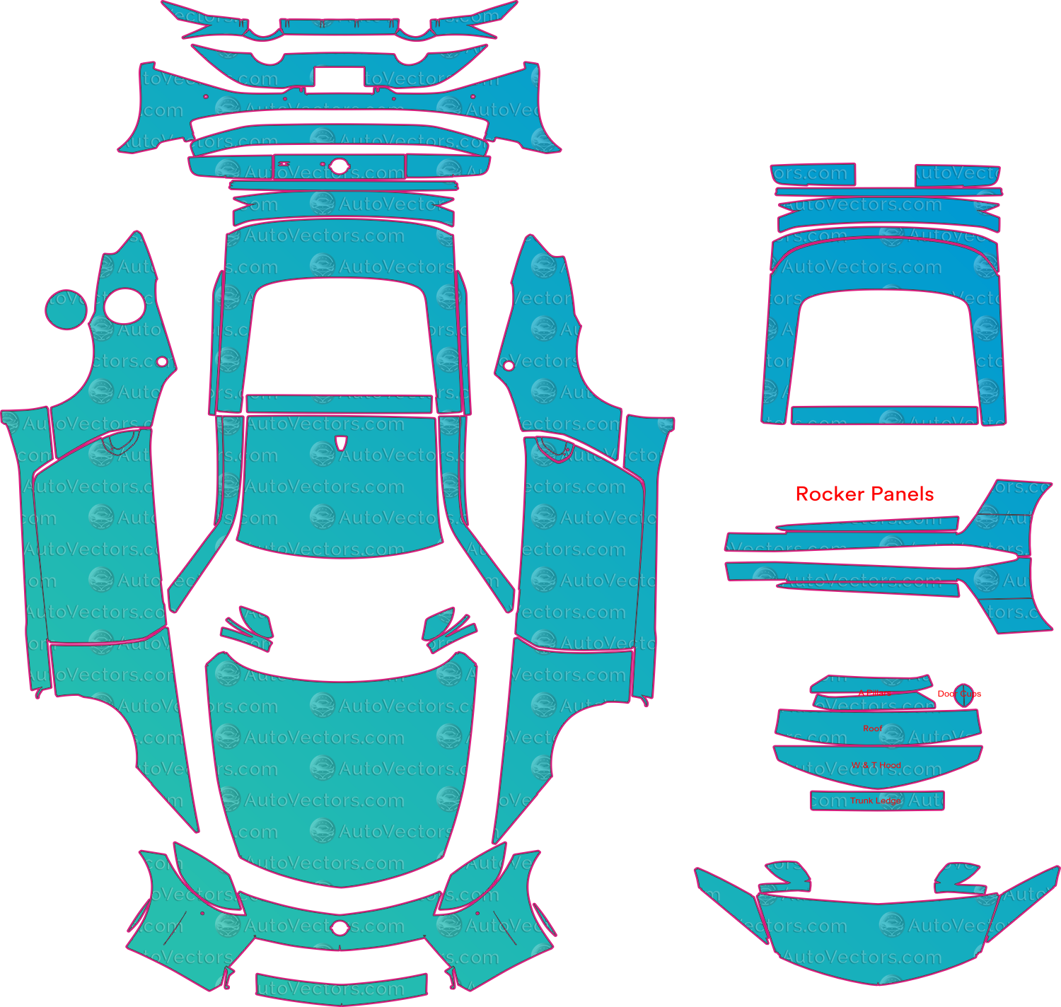 Nissan Z RZ34 Performance (From 2023) Coupe Pre-Cut PPF Pattern Templates – pre-cut PPF pattern templates, digital download vector files (CDR, AI, PDF, DXF, SVG)
