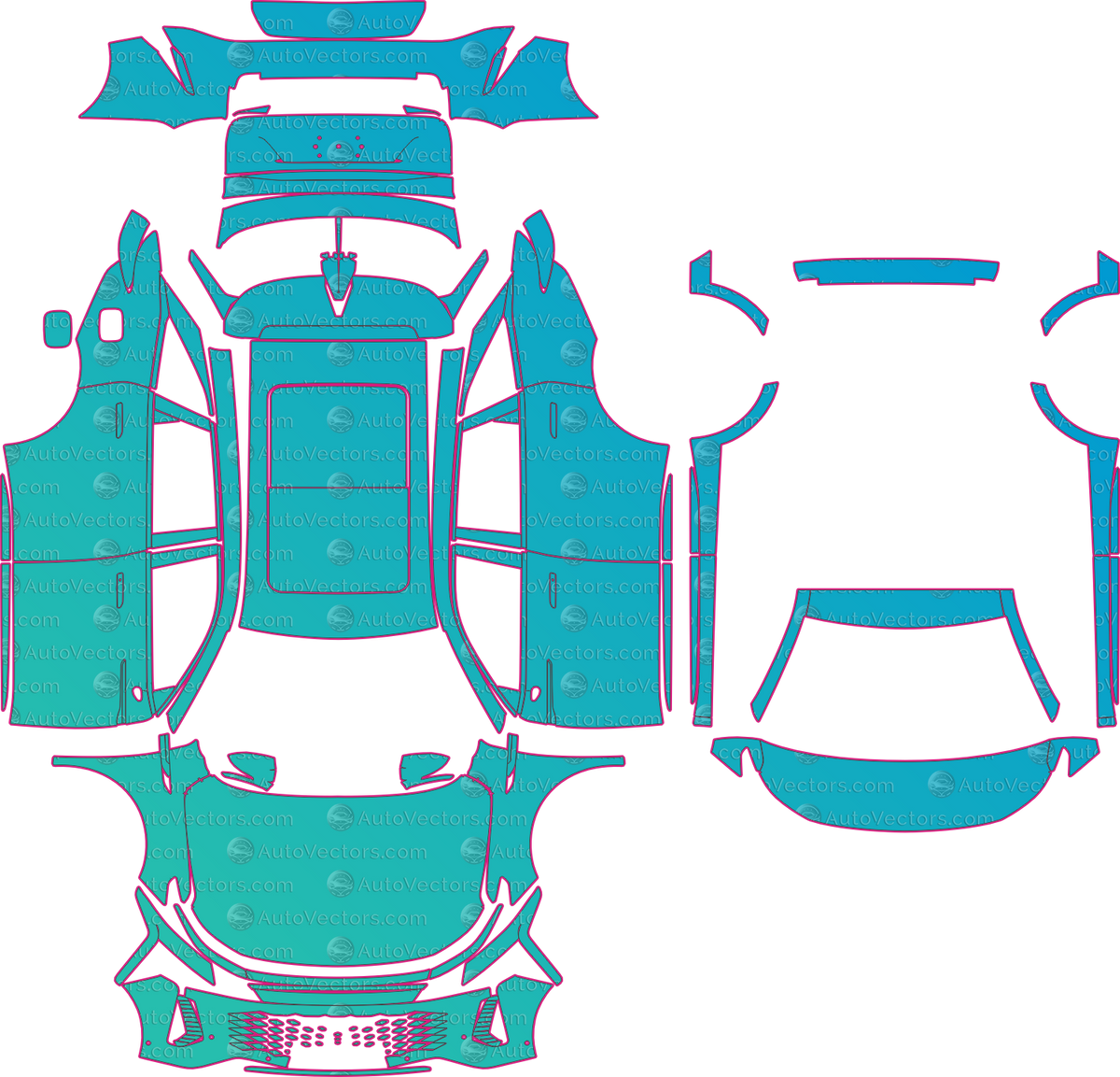 Omoda C9 (From 2024) SUV pre-cut PPF pattern layout