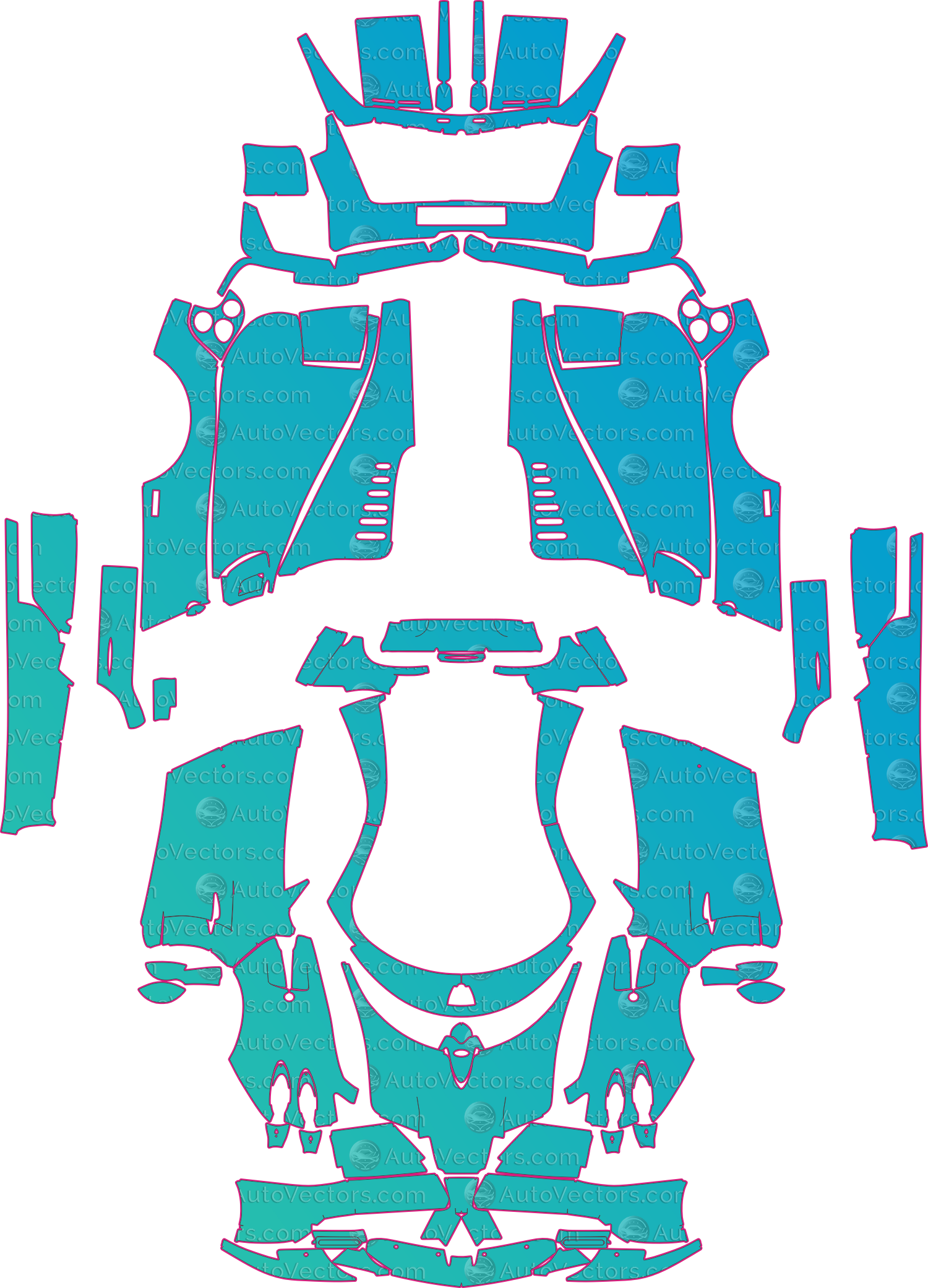 Pagani Huayra (From 2017) Roadster – pre-cut PPF pattern templates, instant digital download vector cut files (CDR, AI, PDF, SVG)