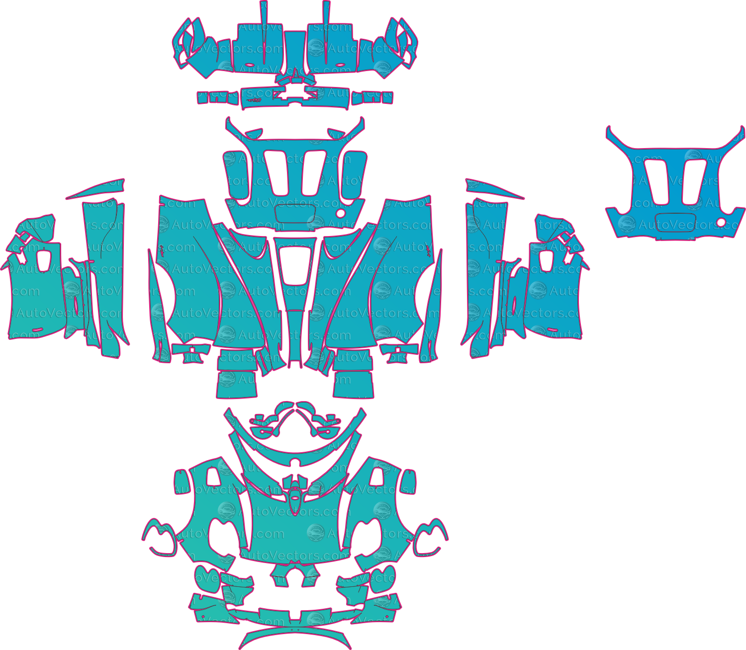 Pagani Utopia Base (From 2025) Coupe – pre-cut PPF pattern templates, instant digital download vector cut files (CDR, AI, PDF, SVG)