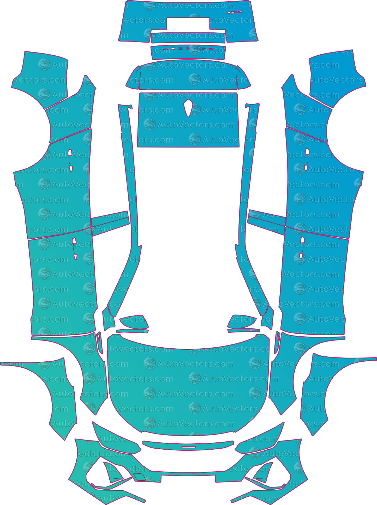 Peugeot 2008 P24 Allure Facelift (2023-2026) SUV Pre-Cut PPF Pattern Templates – pre-cut PPF pattern templates, digital download vector files (CDR, AI, PDF, DXF, SVG)