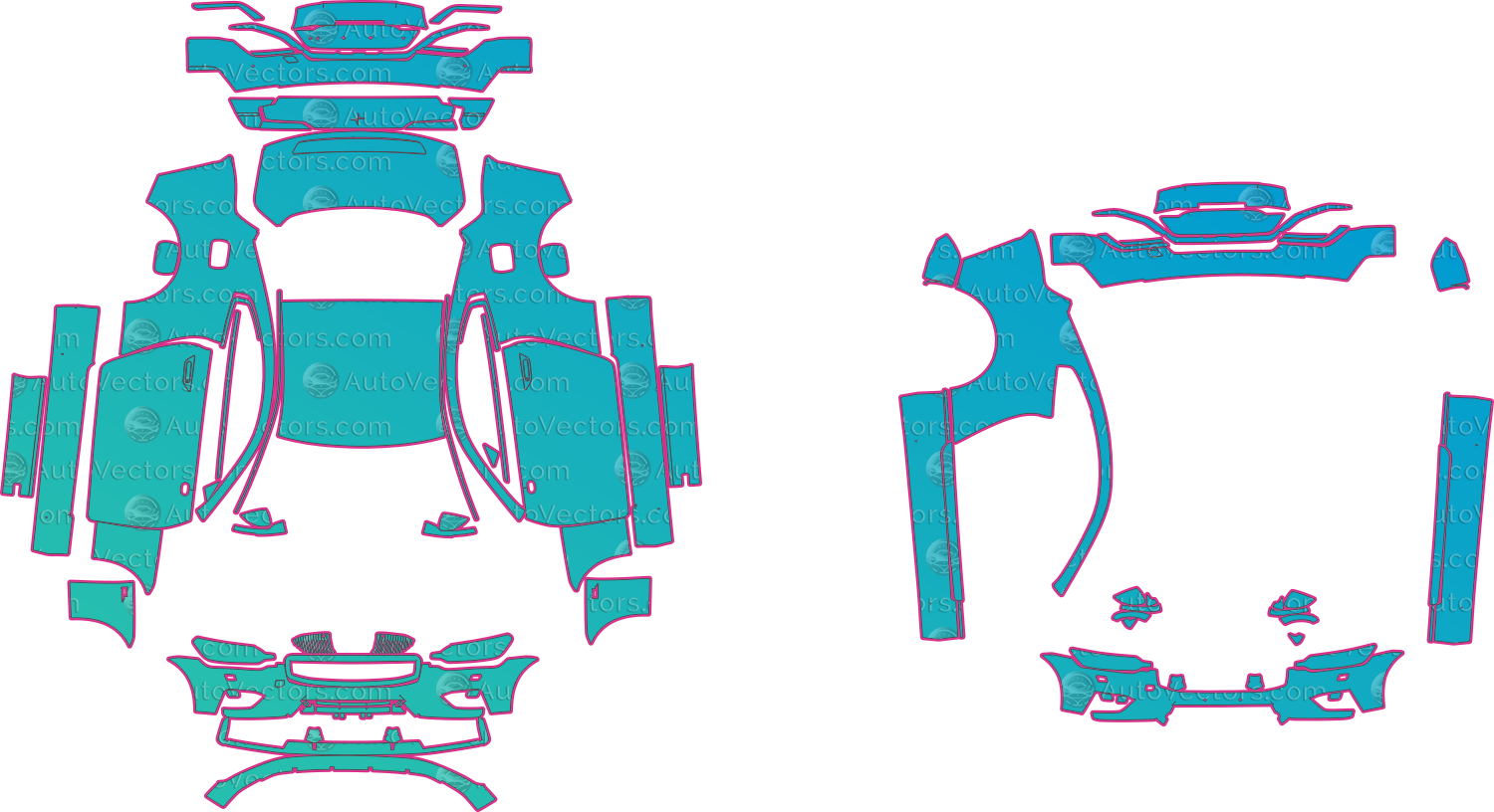 Polestar 1 Base (2021-2024) Coupe – pre-cut PPF pattern templates, instant digital download vector cut files (CDR, AI, PDF, SVG)