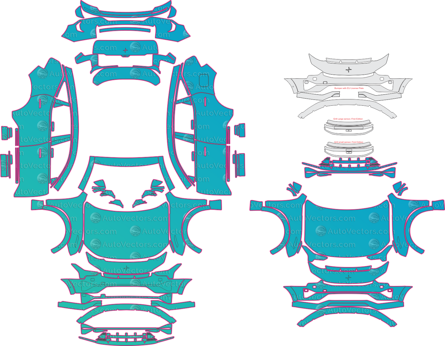 Polestar 3 Base (From 2023) SUV – pre-cut PPF pattern templates, instant digital download vector cut files (CDR, AI, PDF, SVG)