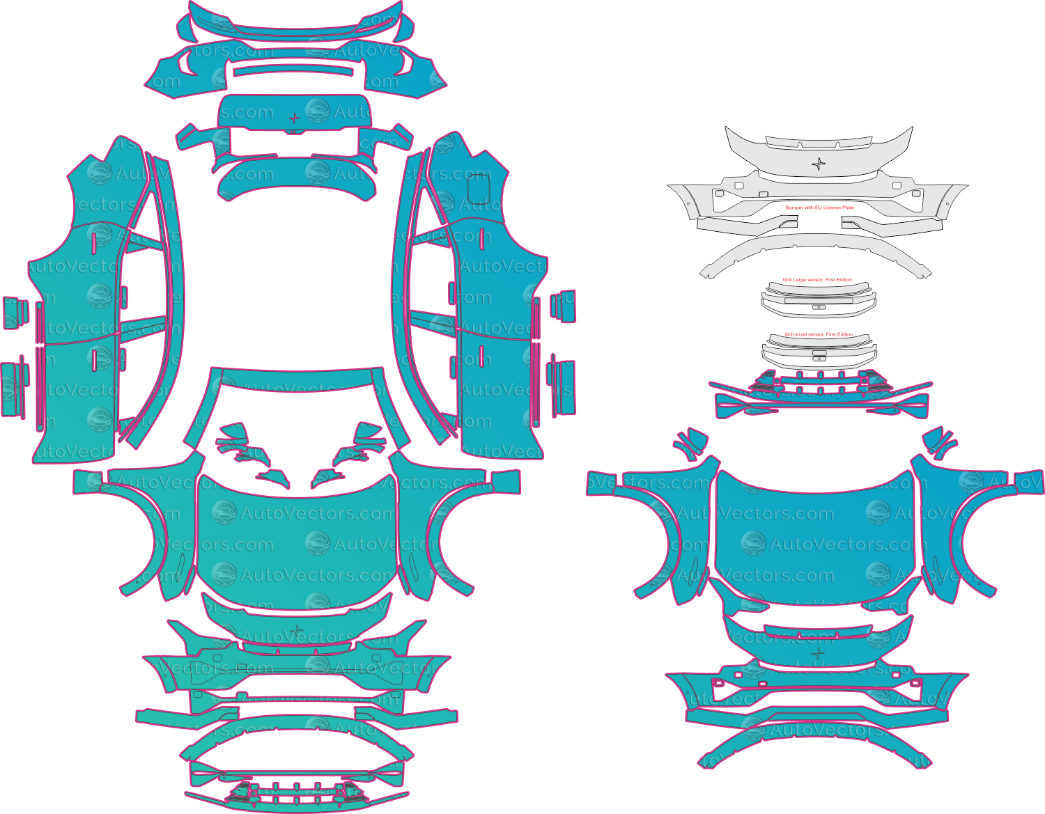 Polestar 3 Base (From 2023) SUV – pre-cut PPF pattern templates, instant digital download vector cut files (CDR, AI, PDF, SVG)