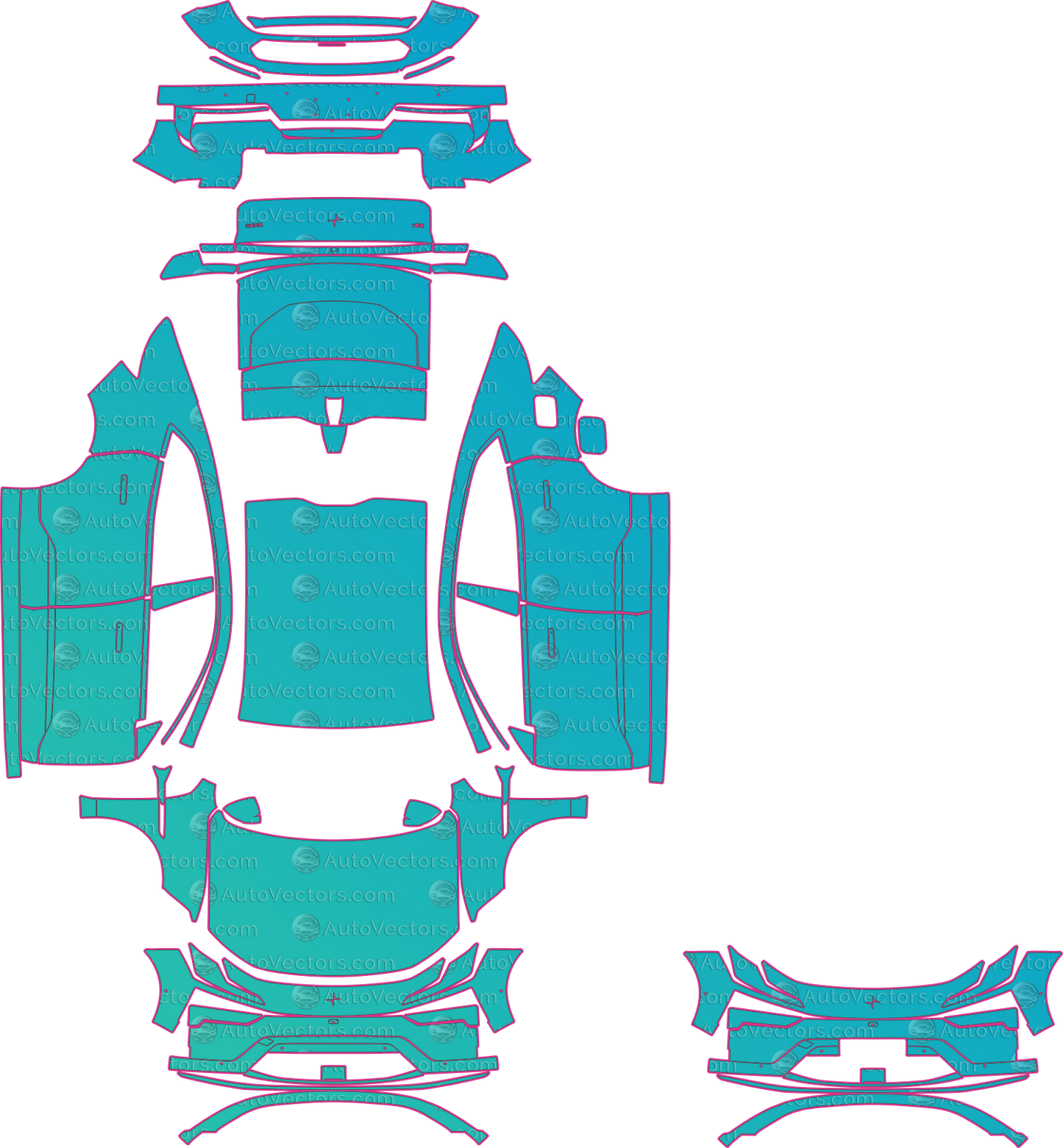Polestar 4 Base (From 2024) Coupe – pre-cut PPF pattern templates, instant digital download vector cut files (CDR, AI, PDF, SVG)