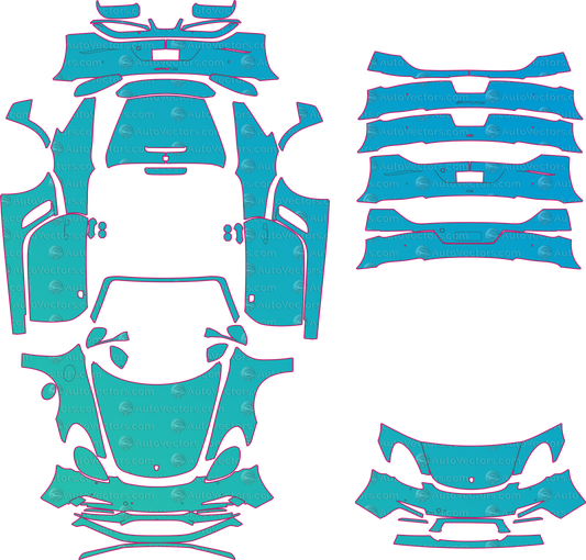 Porsche 718 Boxster 982 (From 2017) Convertible Pre-Cut PPF Pattern Templates – pre-cut PPF pattern templates, digital download vector files (CDR, AI, PDF, DXF, SVG)