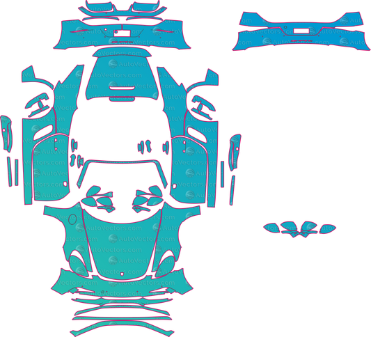 Porsche 718 Boxster 982 GTS 4.0 (From 2020) Convertible Pre-Cut PPF Pattern Templates – pre-cut PPF pattern templates, digital download vector files (CDR, AI, PDF, DXF, SVG)