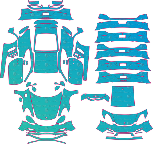 Porsche 718 Cayman 982 (From 2016) Coupe Pre-Cut PPF Pattern Templates – pre-cut PPF pattern templates, digital download vector files (CDR, AI, PDF, DXF, SVG)