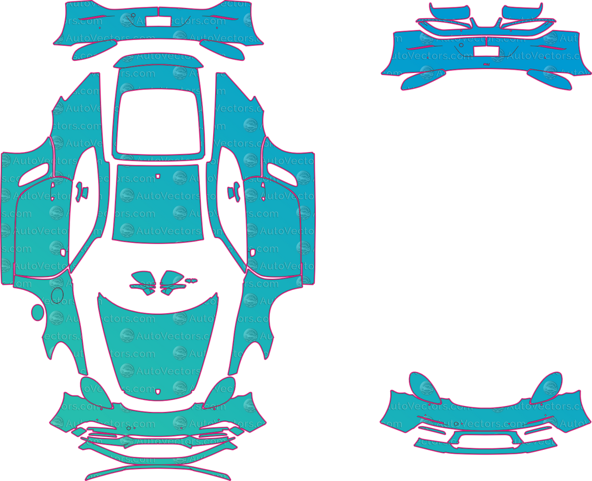 Porsche 718 Cayman T (From 2018) Coupe pre-cut PPF pattern layout