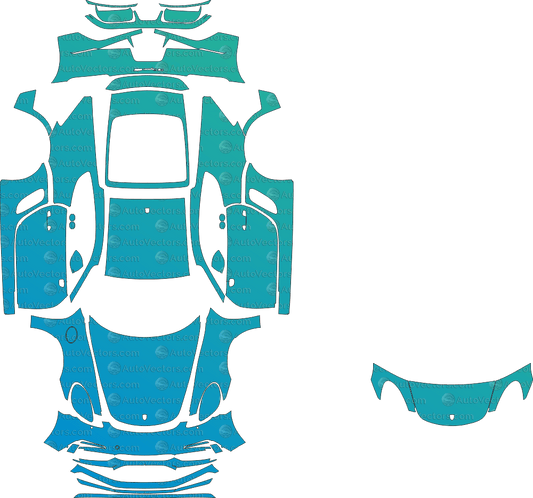 Porsche 718 Cayman GTS (2018–2020) Coupe pre-cut PPF vector template download