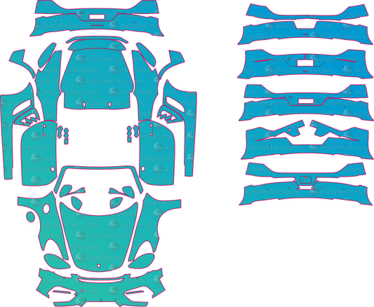 Porsche 718 Spyder 982 (From 2019) Convertible Pre-Cut PPF Pattern Templates – pre-cut PPF pattern templates, digital download vector files (CDR, AI, PDF, DXF, SVG)