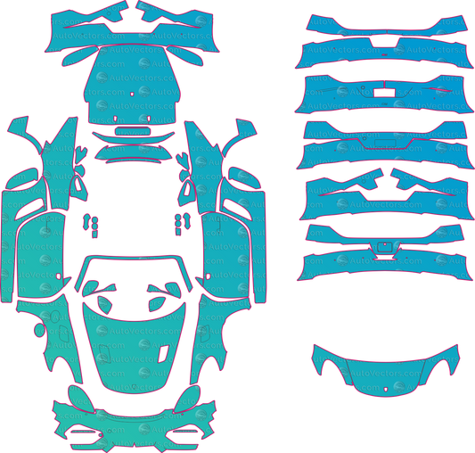 Porsche 718 Spyder RS 982 (From 2023) Convertible Pre-Cut PPF Pattern Templates – pre-cut PPF pattern templates, digital download vector files (CDR, AI, PDF, DXF, SVG)