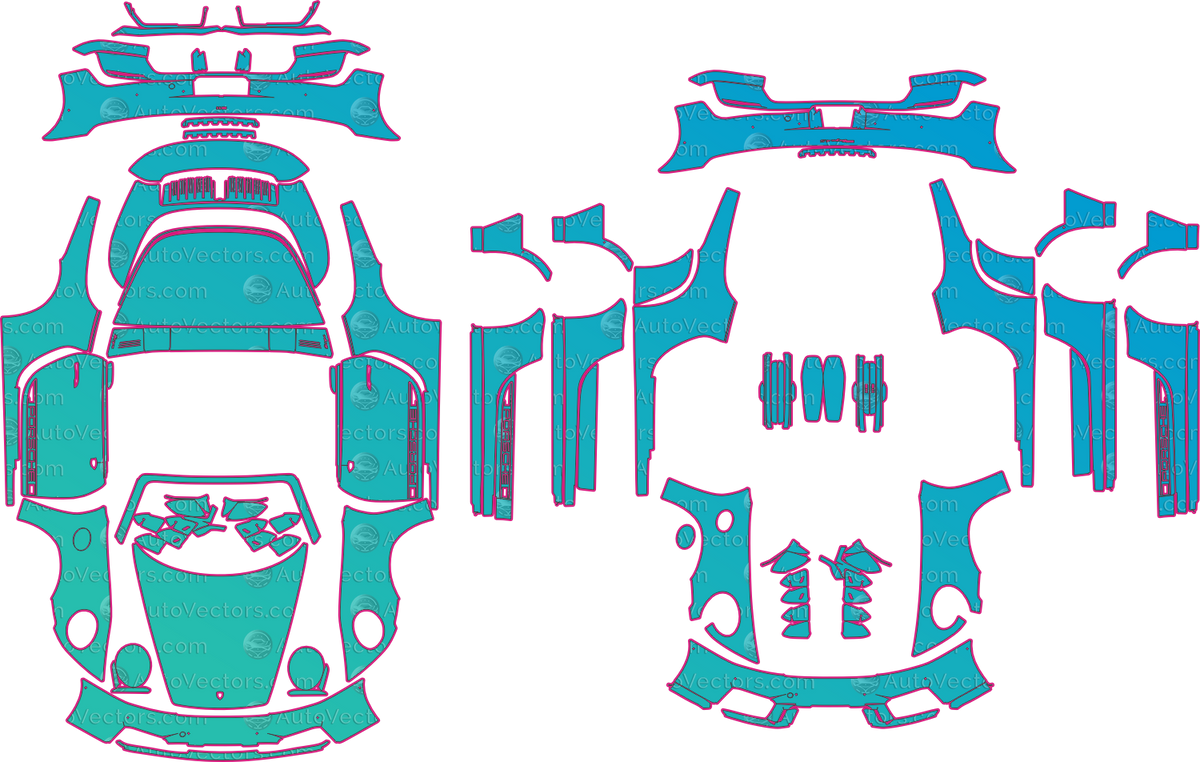 Porsche 911 4S (From 2026) Targa pre-cut PPF pattern layout