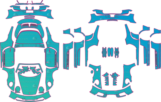 Porsche 911 4S (From 2026) Targa pre-cut PPF pattern layout
