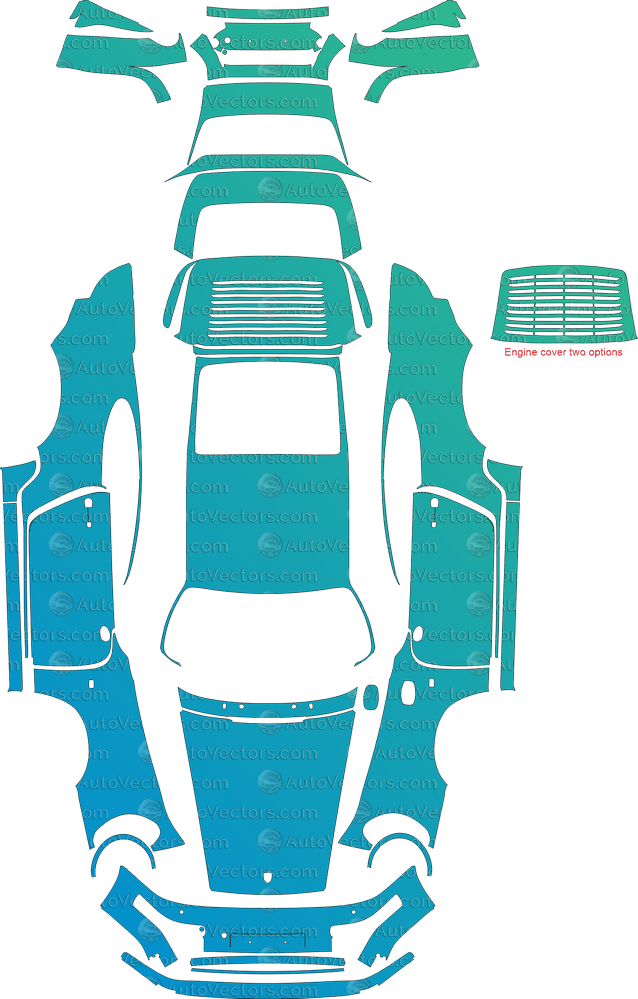 Porsche 911 (964) Turbo (1990 - 1994) Coupe pre-cut PPF vector template download