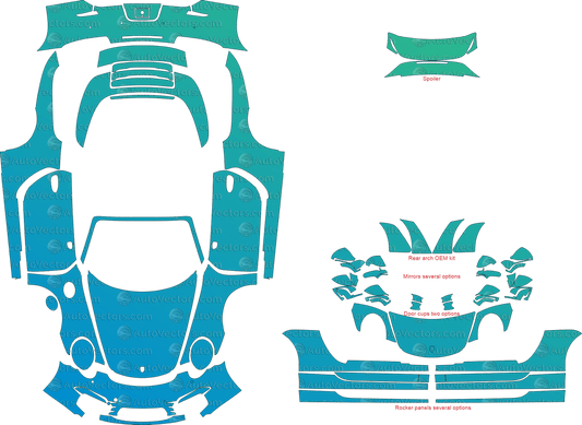 Porsche 911 (991.1) 4, 4S (2012 - 2016) Targa pre-cut PPF vector template download