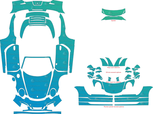 Porsche 911 (991.1) 4 GTS (2012 - 2016) Targa pre-cut PPF vector template download