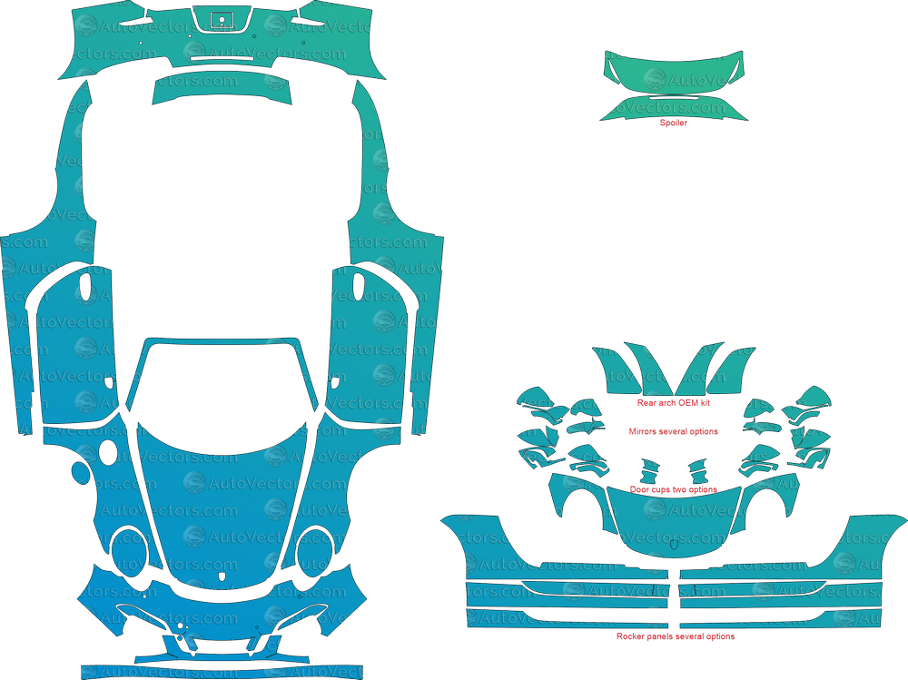 Porsche 911 (991.1) Carrera 4 GTS, Carrera GTS (2015 - 2016) Cabriolet pre-cut PPF vector template download