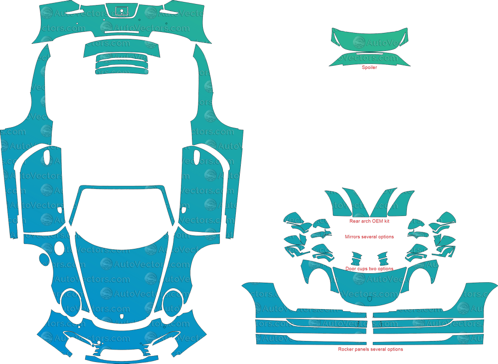 Porsche 911 (991.1) Carrera, Carrera 4, Carrera 4S, Carrera S (2012 - 2016) Cabriolet pre-cut PPF vector template download