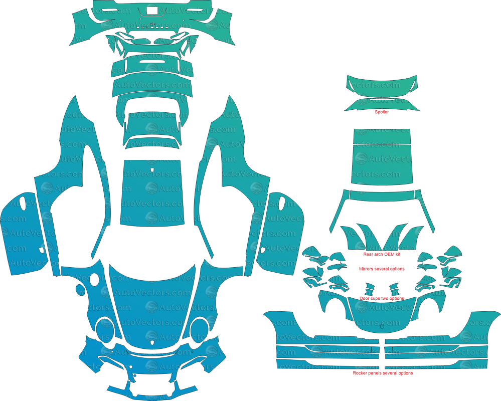 Porsche 911 (991.1) GT3 (2013 - 2016) Coupe pre-cut PPF vector template download